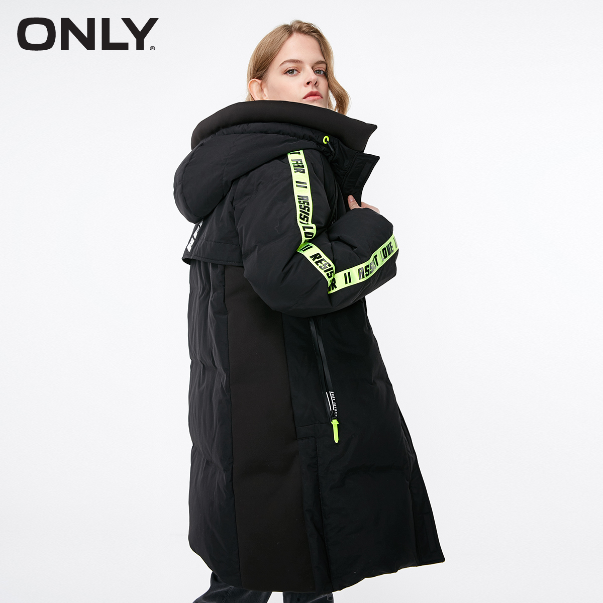 ONLY冬季新款撞色运动长款潮羽绒服女|118312600