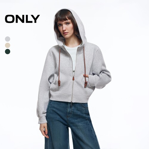 ONLY立体刺绣抽绳连帽卫衣