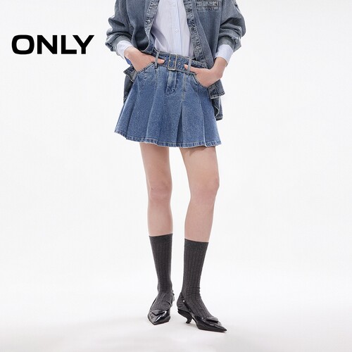 ONLY百褶短裙牛仔半身裙