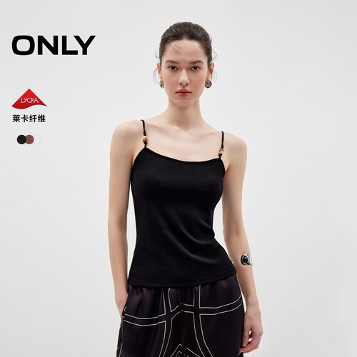 ONLY莱卡可调节串珠肩带上衣T恤