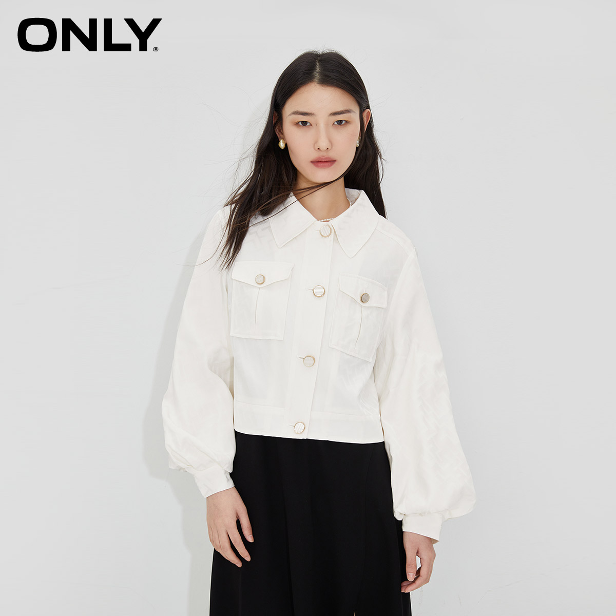 ONLY灯笼袖满印印花百搭外套