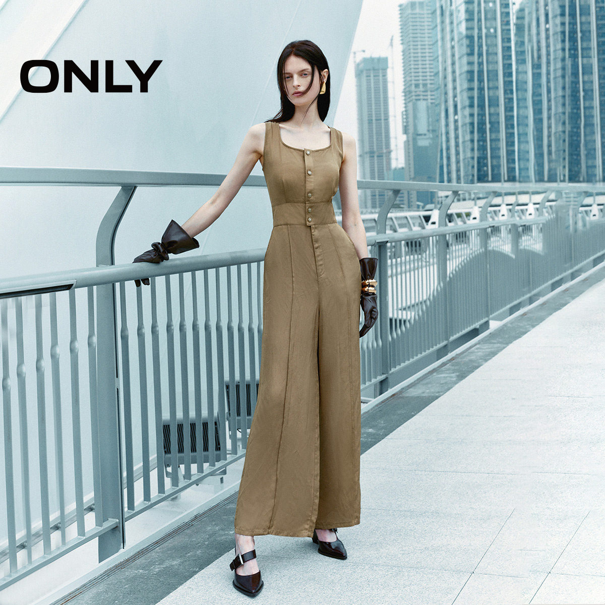 【ONLY奥莱】春夏新款时尚通勤休闲显瘦阔腿连体休闲裤女