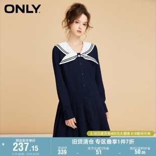 连衣裙女 ONLY奥莱夏季 少女减龄学院风收腰显瘦长袖