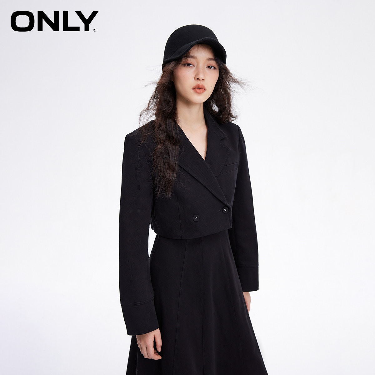 【ONLY奥莱】春夏新款时尚简约翻领直筒短款西装外套女