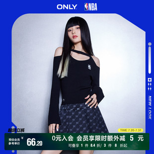 ONLY奥莱 NBA联名款 夏季 女 时尚 潮流显瘦露肩针织衫