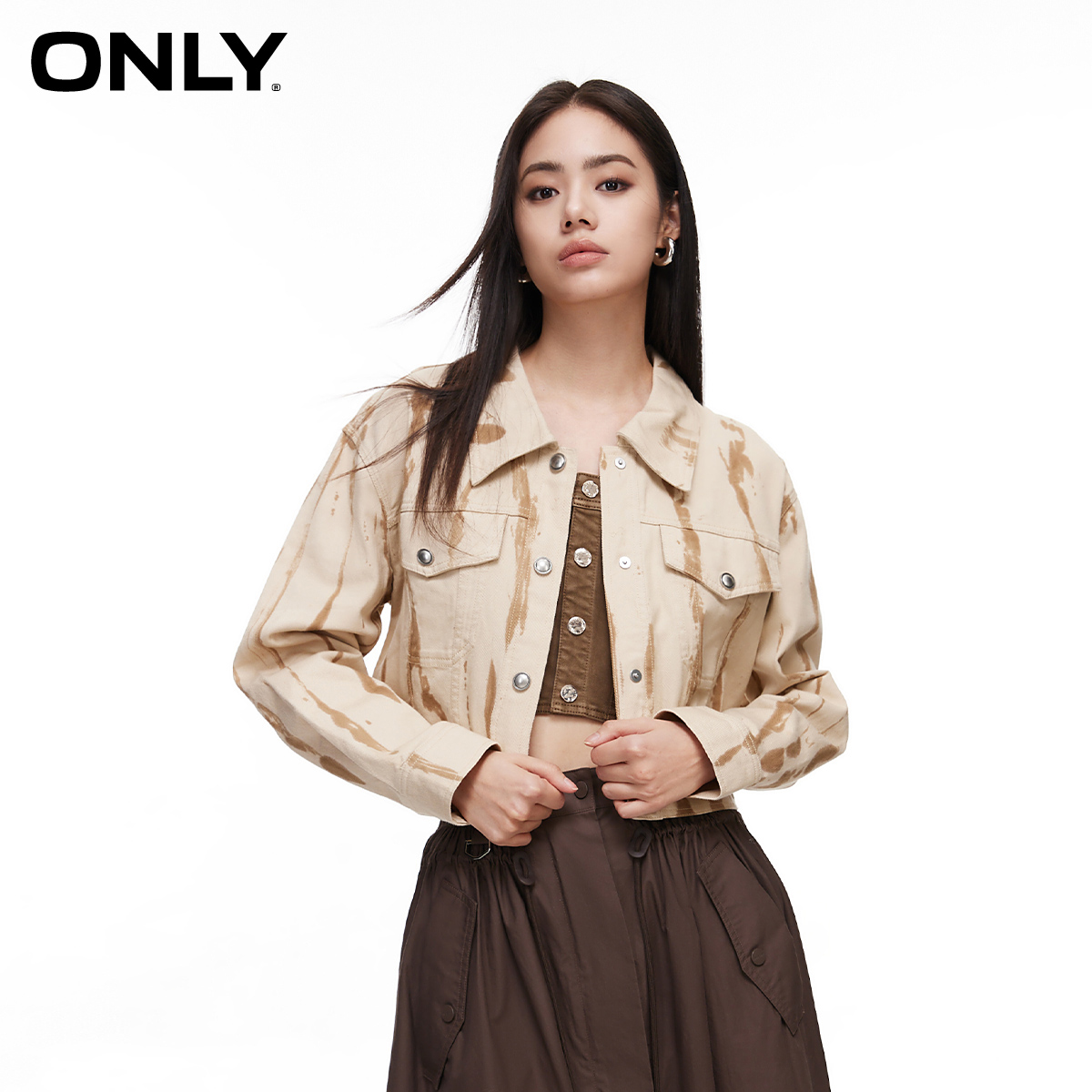 ONLY宽松翻领长袖短款外套