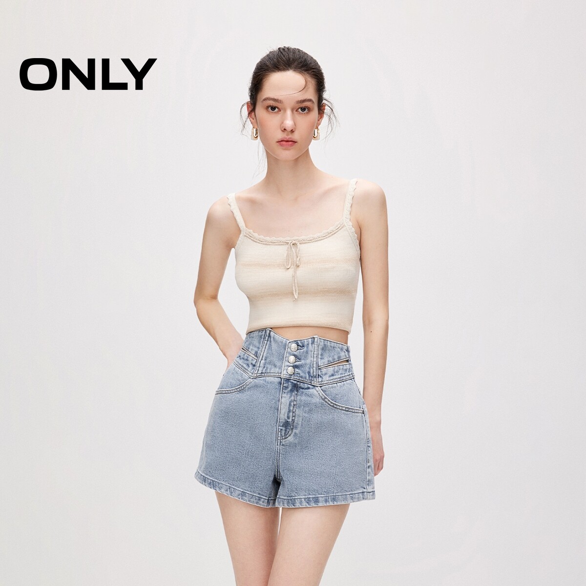 【ONLY奥莱】春夏新款个性潮流A字高腰短裤阔腿牛仔裤女