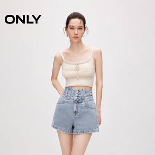 ONLY奥莱 阔腿牛仔裤 春夏新款 潮流A字高腰短裤 女 个性