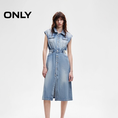 ONLY中长款无袖牛仔裙连衣裙