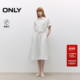 ONLY2025秋冬新款 纯色A字伞裙显瘦压褶翻领短袖 中长裙连衣裙女