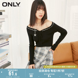 女 毛针织衫 一字肩木耳边修身 ONLY奥莱夏季