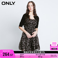 ONLY奥莱夏季新款时尚收腰短款短袖针织拼接连衣裙