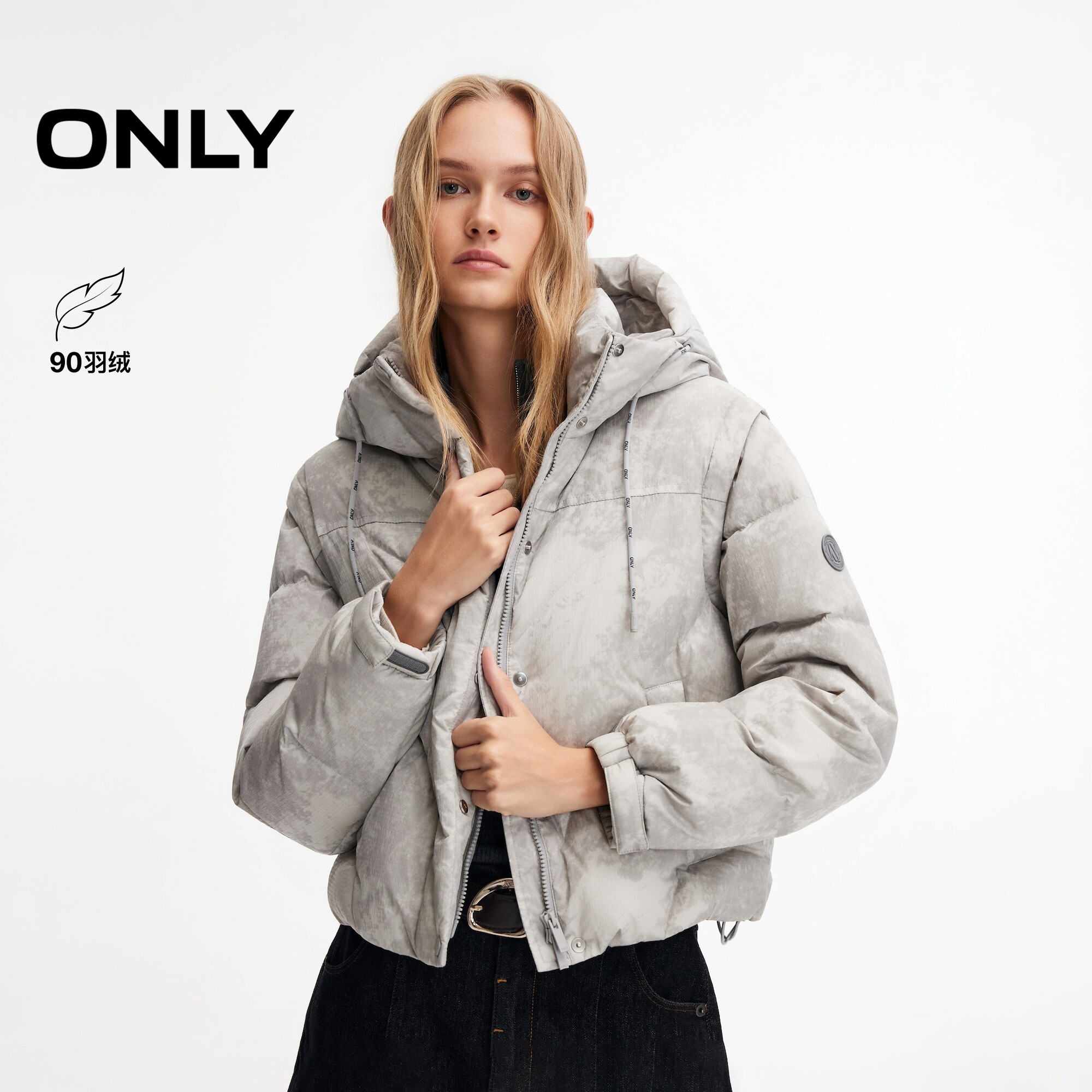 ONLY90白鸭绒袖身可拆卸款羽绒服