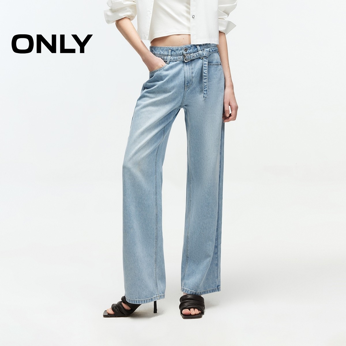 ONLY2025秋冬新款时尚休闲风牛仔要嗲利落高腰直筒裤长裤牛仔裤女,女装/女士精品,牛仔裤,淘宝优惠券,粉丝福利购,淘宝优惠卷