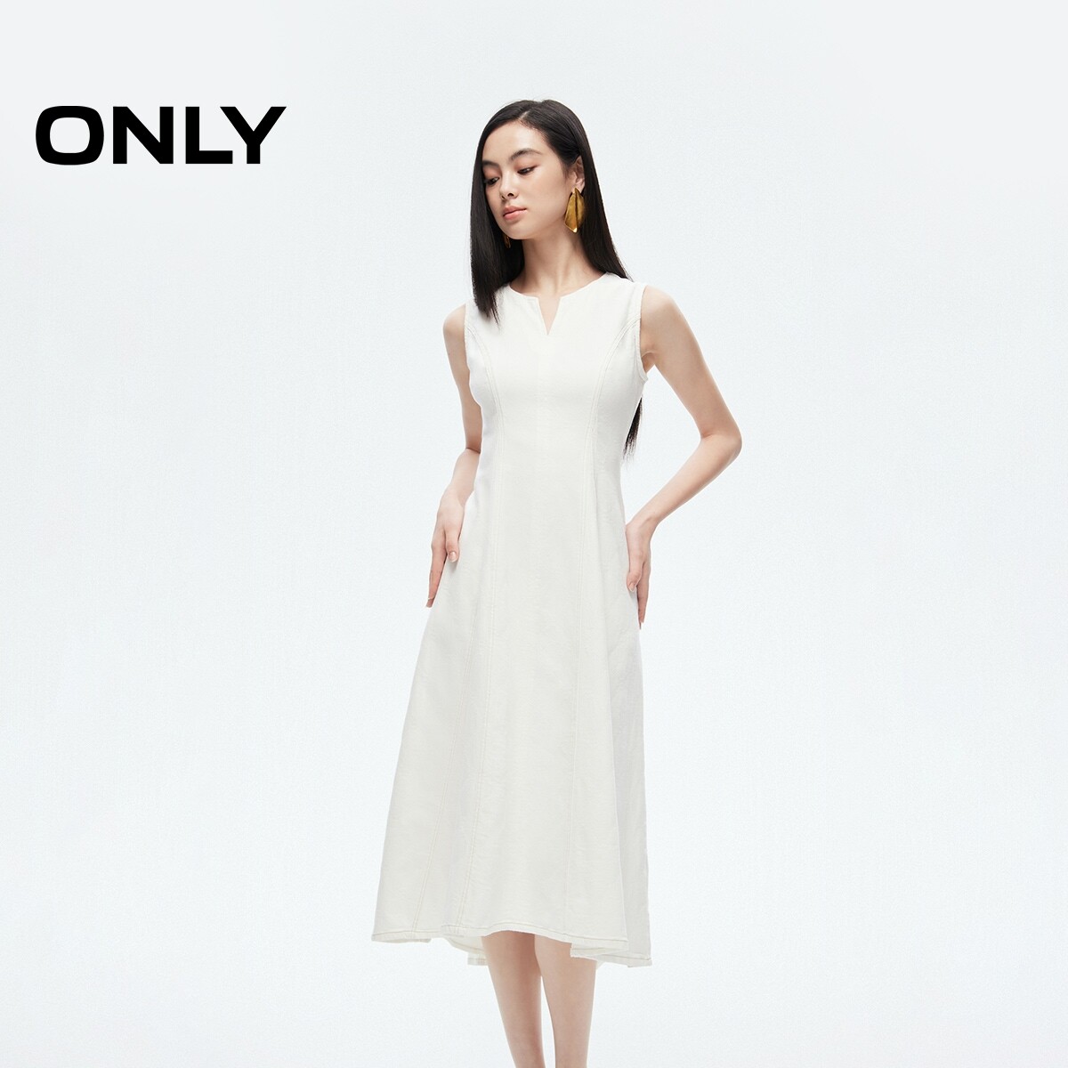 【ONLY奥莱】春夏新款休闲简约设计中长款连衣裙女