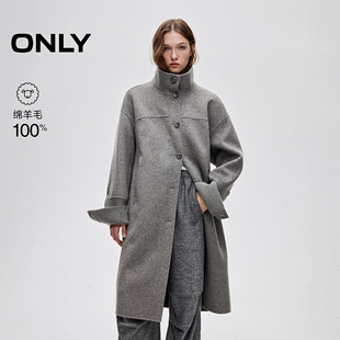 休闲通勤双面呢直身长款 新款 春季 毛呢大衣女 ONLY奥莱