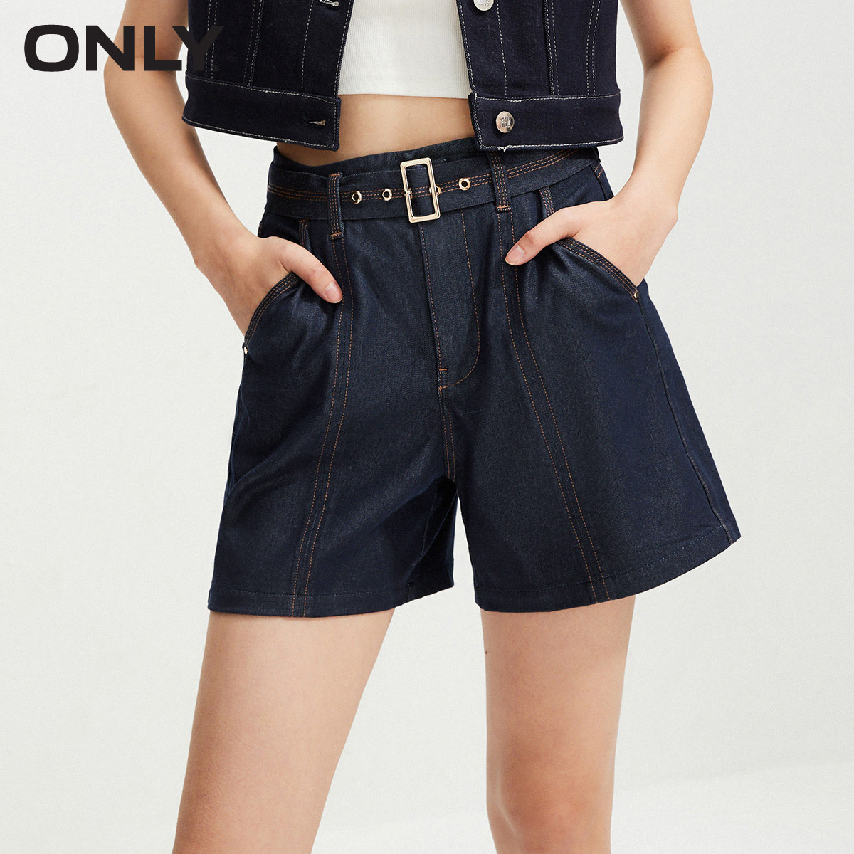 【ONLY奥莱】夏季新款时尚百搭高腰显瘦A字短裤牛仔裤女