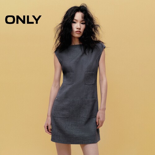 ONLY通勤气质无袖一字船领连衣裙