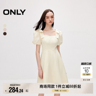 连衣裙女 ONLY奥莱 夏季 甜美学院显瘦收腰短裙泡泡袖