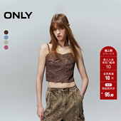 新款 时尚 设计修身 吊带雪纺衫 春季 百搭短款 女 ONLY奥莱清仓