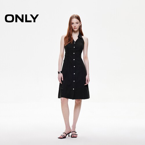 ONLY挂脖V领A字连衣裙