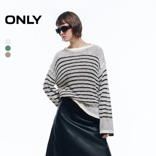 ONLY随性条纹假两件针织衫