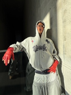 Protocol Index联名Vandy刺绣徽章战马拉链连帽卫衣美式休闲外套