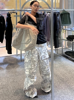 Far archive潮牌美式工装迷彩裤子VIBE高街宽松多口袋机能直筒裤