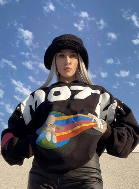 CPFM kid cudi专辑联名发泡字母涂鸦卫衣高街美式休闲宽松连帽衫