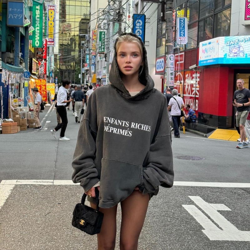 ERD水洗做旧美式休闲连帽卫衣