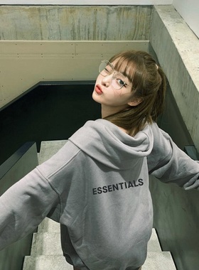 FEAR OF GOD FOG上帝灰连帽卫衣ESSENTIALS高街宽松开衫拉链外套