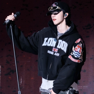 GRAILZ PROJECT GR重磅刺绣徽章连帽开衫卫衣休闲外套徐明浩同款