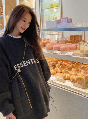 FEAR OF GOD FOG复线ESSENTIALS胸前字母高街宽松男女针织衫毛衣