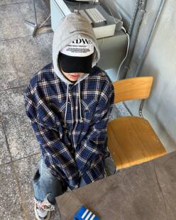 秋冬双面穿格子连帽衬衫 Grailz R美式 Project 高街宽松休闲外套