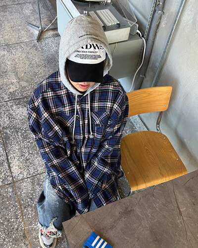Grailz美式休闲格子长袖连帽衬衫
