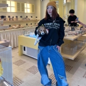 PRAYING做旧趣味印花整天瞎忙还不挣钱拉链卫衣帽衫 美式 休闲外套