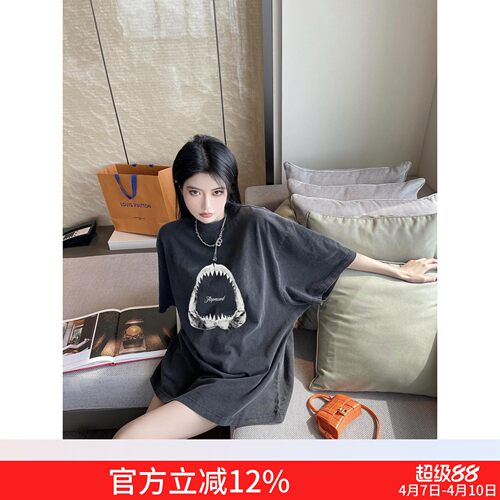 Represent美式复古做旧鲨鱼短袖