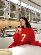 Fear of God FOG第七季数字7字母植绒卫衣高街宽松休闲情侣连帽衫