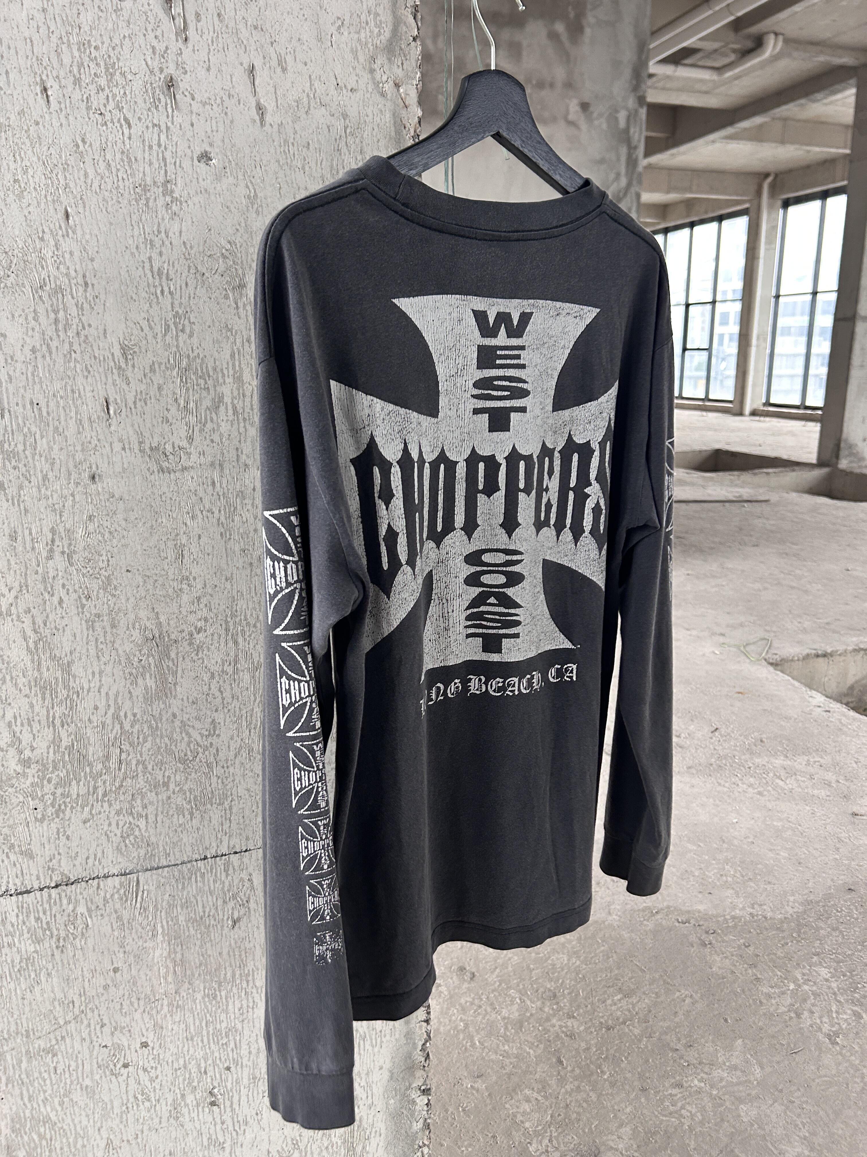 ERD忧郁的富二代West Coast Choppers水洗做旧十字架梵文长袖T恤