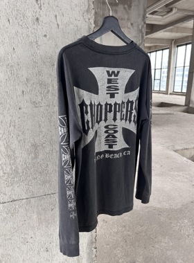 ERD忧郁的富二代West Coast Choppers水洗做旧十字架梵文长袖T恤