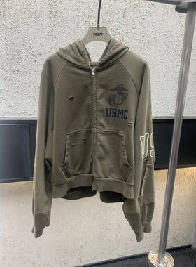 Grailz Project GR美式水洗解构拼接字母拉链卫衣张艺兴同款外套