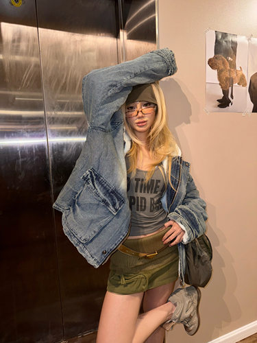 WEllDONE重工水洗羊羔绒连帽外套