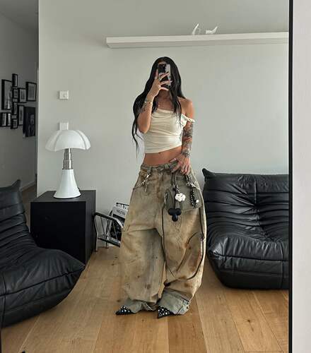 LatuiAtelier废土风脏染牛仔裤