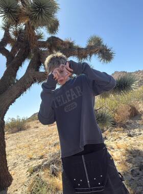 Telfar马丁Martin同款水洗做旧vintage美式复古做旧华夫格长袖T恤