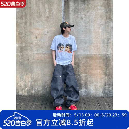 GRAILZ人像印花做旧美式休闲短袖