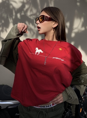 Grailz Project GR上海限定战马印花重磅短袖美式休闲宽松潮牌T恤