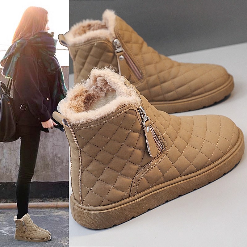 冬季加绒加厚短靴防水防滑棉鞋女