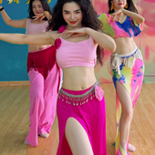 悦梦风璐肚皮舞新款 演出服班服性感气质练功服粉色显瘦初学 套装