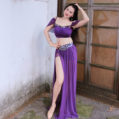 悦梦风璐肚皮舞新款 演出服班服性感气质练功服亮片显瘦初学 套装