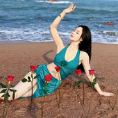 悦梦风璐肚皮舞新款 演出服班服性感练功服显瘦初学仙女连衣裙 套装